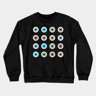 googly eyes pattern on a black background Crewneck Sweatshirt